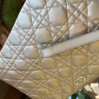 DIOR Caro Pouch Beige Iridescent Lambskin Leather Clutch