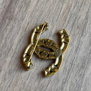 CHANEL CC Gold Tone Metal Brooch