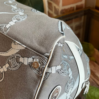 CELINE Vintage Gray White Printed Macadam Duffle Bag