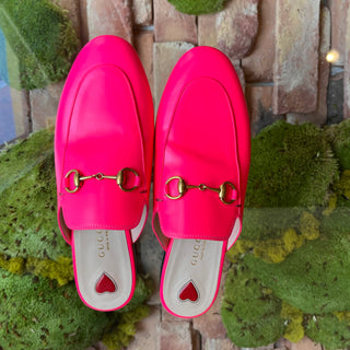 GUCCI Princetown Pink Calfskin Womens Slippers SZ36(6US)