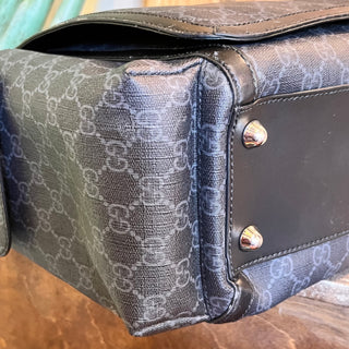 GUCCI Black Grey GG Supreme Monogram Web Messenger Diaper Bag