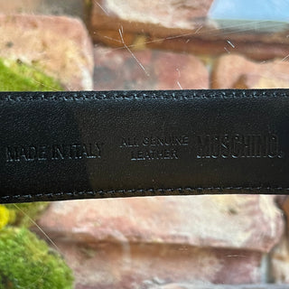 MOSCHINO Logo Buckle Black Leather Belt SZ 38