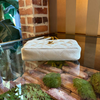 SAINT LAURENT White Quilted Camera Bag