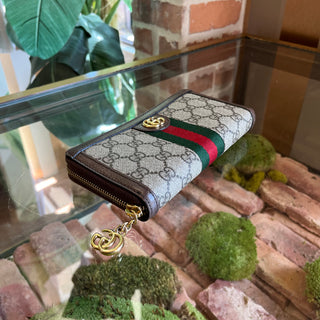 GUCCI Ophidia GG Supreme Monogram Canvas Zip-Around Wallet