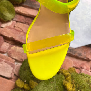 LOUBOUTIN Neon Yellow PVC Ovida Clear Sandal Heels SZ 41 (US 11)