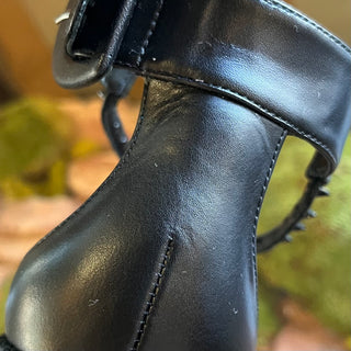 LOUBOUTIN Chocazeppa Spikes Black Espadrille Wedges SZ 38 (US 8)