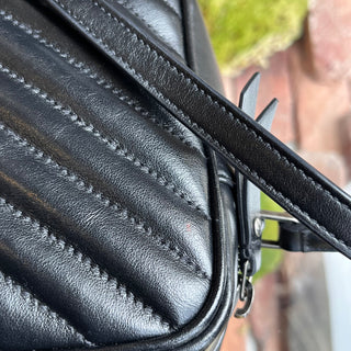 SAINT LAURENT Lou Black Calfskin Matelasse Monogram Crossbody Bag