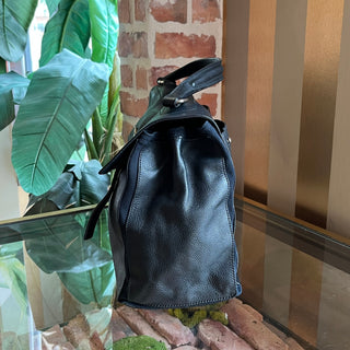 SAINT LAURENT Muse Black Leather Tote Bag
