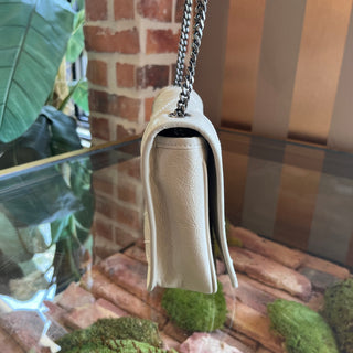 SAINT LAURENT Off White Matelasse Niki Wallet On Chain