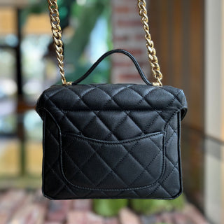 CHANEL Handy Box Small Black Caviar Vanity Case Top Handle Bag