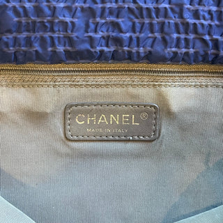 CHANEL Classic XL Textured Blue Nylon Handbag ADI1068