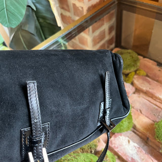 FENDI Bauletto Mini Black Suede Satchel Bag