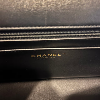 CHANEL Twist Flap Black Lambskin Metal Quilted Chain Top Handle Bag