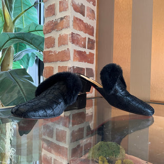 LOUBOUTIN Black Calf Hair Fur Loafers SZ 38.5 (US 8.5)