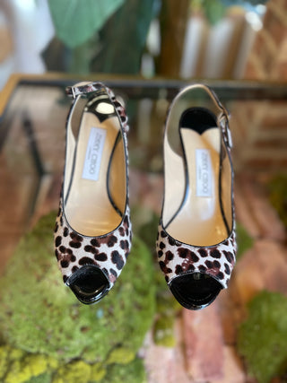 JIMMY CHOO Leopard Slingback Pumps SZ 37