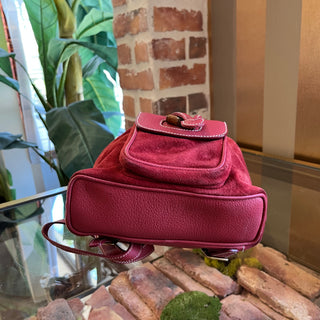 GUCCI Vintage Red Suede Bamboo Backpack Bag