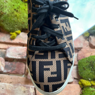FENDI FF Print Brown/Black Mesh Sneakers SZ 9