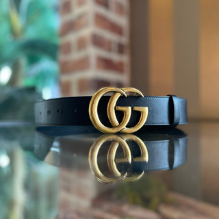 GUCCI GG Marmont Wide Black Leather Belt SZ 85/34