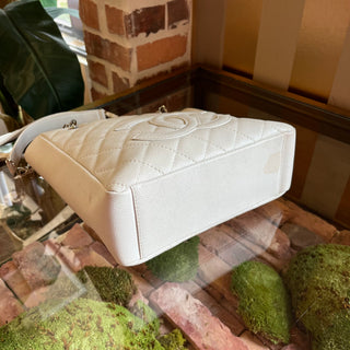 CHANEL Petit Shopping Tote PST White Caviar Quilted Tote