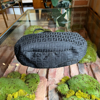 FENDI Baguette Black Zucchino Canvas Shoulder Bag