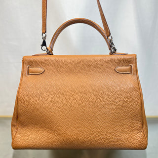 HERMES Kelly 32 Gold Togo Leather Top Handle Bag