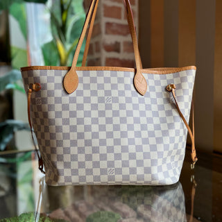 LOUIS VUITTON Neverfull MM Damier Azur Canvas Tote Bag