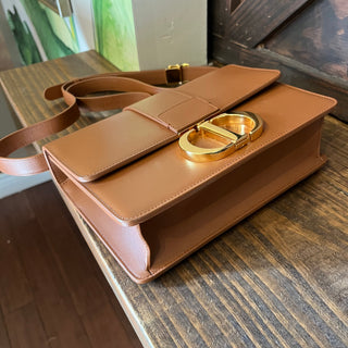 CHRISTIAN DIOR Montaigne 30 Flap Brown Calfskin Leather Shoulder Bag