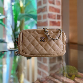 CHANEL Beige Camera Caviar Crossbody DIA312