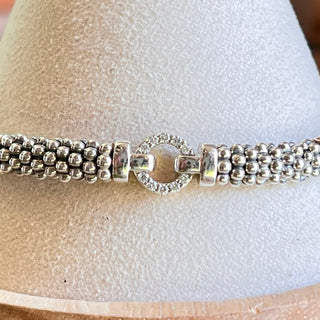 LAGOS 6MM Diamond Circle Silver Caviar Bracelet
