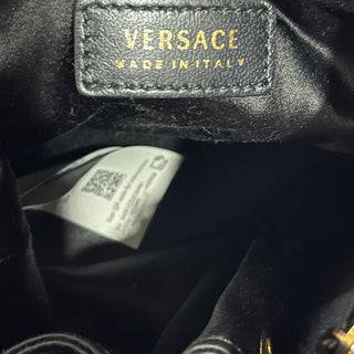 VERSACE Black Satin Small Bucket Bag