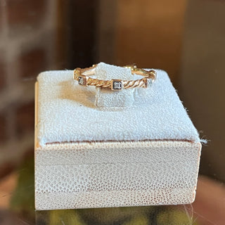 DAVID YURMAN 18K Cable Ring w/ 7 Diamonds SZ 6