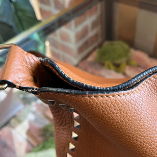 VALENTINO GARAVANI Messenger Brown Pebbled Calfskin Crossbody Bag