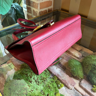 GUCCI GG Marmont Red Pebbled Leather Top Handle Bag