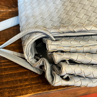 BOTTEGA VENETA Blue Intrecciato Nappa Leather Drawstring Crossbody