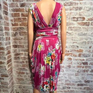 DOLCE&GABBANA Pink Floral Print Vintage Knee Length Chain Dress SZ40