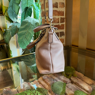 GUCCI Pink Pebbled Leather Bamboo Tassel Tote Bag