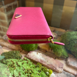 PRADA Pink Saffiano Leather Continental Wallet