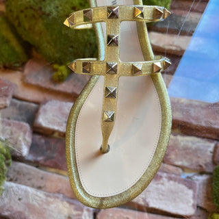 VALENTINO Gold Glitter Rockstud Jelly Sandals SZ 36 (US 6)