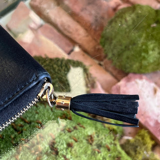 GUCCI Soho Black Pebbled Leather Zip-Around Continental Wallet