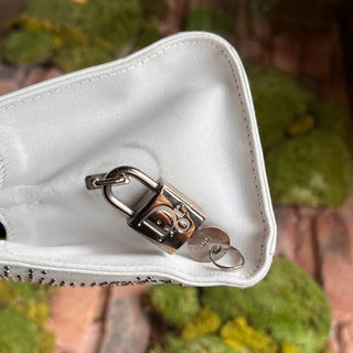 DIOR Lady Dior East West White Calfskin Leather Studded Tote Bag