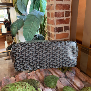 GOYARD Saint Louis PM Black Goyardine Canvas Chevroches Calfskin Tote