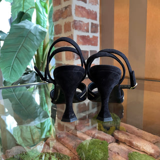 CHANEL Black Suede CC Logo Sandals SZ36(6US)