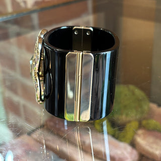 CHANEL Black CC Camellia Cuff