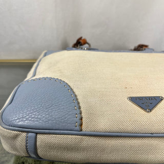 PRADA Canvas Blue/ Cream Tote