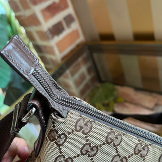 GUCCI Reins GG Monogram Canvas Brown Crossbody Bag