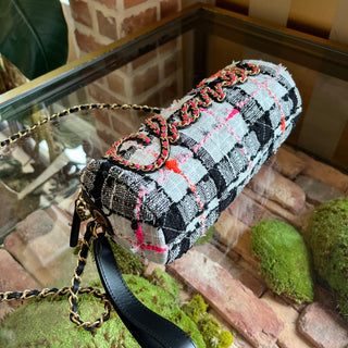 CHANEL Written In Chain Tweed Bowling Bag