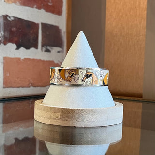 HERMES Silver Rim Coup De Fouet Enamel Bangle