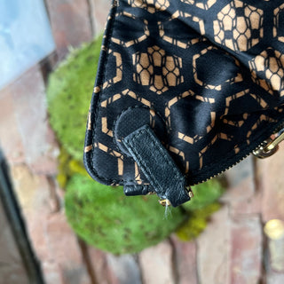 ALEXANDER MCQUEEN Black Beige Honeycomb Mantra Clutch