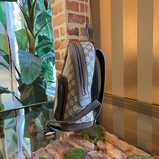 GUCCI Small Ophidia Day Beige Ebony GG Supreme Monogram Canvas New Acero Calfskin Backpack Bag