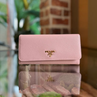 PRADA Pink Saffiano Leather Wallet